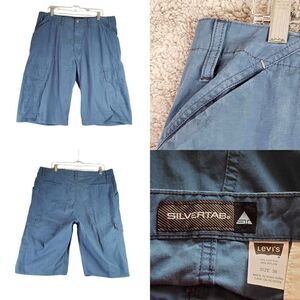 Levis Silvertab Shorts Mens Size 36 Cotton Cargo Blue Flat Front Canvas